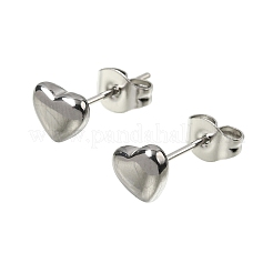 女性用304ステンレススチールスタッドピアス  ステンレス鋼色  ハート  6x7mm&nbsp;EJEW-G459-01C-P