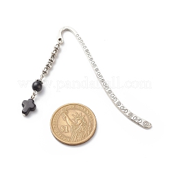 染色合成ターコイズ クロス ペンダント ブックマーク  合金ビーズのしおり  ミックスカラー  83.5x13x1.5mm  3個/セット&nbsp;AJEW-JK00188