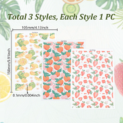 3Pcs 3 Styles Fruit Pattern Ceramics Clay Water Transfer Paper&nbsp;DIY-GA0002-95