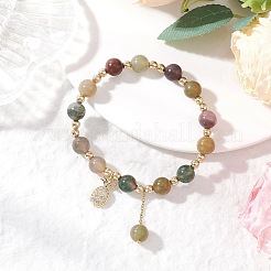 3Pcs Natural Aquamarine & Rose Quartz & Amethyst & Indian Agate & White Jade Imitation Morganite Round Beaded Bracelets&nbsp;BJEW-JB11933