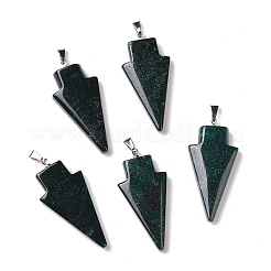 ミックス天然石ペンダント  アローヘッドチャーム  プラチナトーンの真鍮パーツ  39~44x18.5~20x6~7mm  穴：3~4x5~6.5mm&nbsp;G-G930-01P