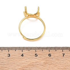 調節可能な925スターリングシルバーリングのパーツ  プロングリングのセッティング  s925スタンプあり  ゴールドカラー  usサイズ8 1/2(18.5mm)  トレイ：11.5x11.5&nbsp;STER-WH0018-10G