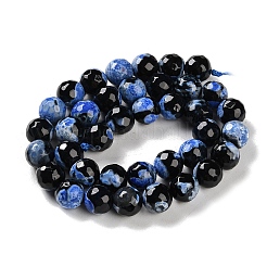 ファイヤーアゲートクラックルビーズ連売り  染め＆加熱  多面カット  ラウンド  藤紫色  10mm  穴：0.8mm  約37個/連  14''（35.5センチメートル）&nbsp;G-M437-A01-01J