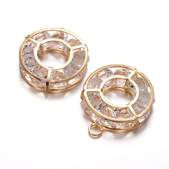 鉄ドーナツ中空ペンダント  ガラスラインストーン付き  ライトゴールド  31x26x6mm  穴：3mm&nbsp;IFIN-L018-04G