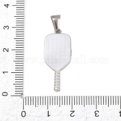 303ステンレススチールペンダント  ピックルボールチャーム  ラインストーン付き  ステンレス鋼色  27.5x12x2.8mm  穴：5.5x2.9mm&nbsp;STAS-K325-11P