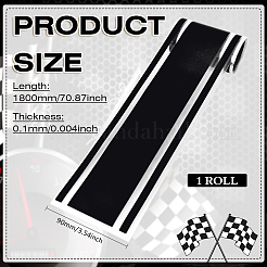 PVC製車フードステッカー  粘着デカール  ブラック  1800x90x0.1mm&nbsp;DIY-WH0308-961C