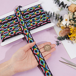 5.4mのヴィンテージジャカードポリエステルリボン  刺繍入りの織りリボン  DIYの衣類の付属品の装飾のため  カラフル  1インチ（25mm）&nbsp;OCOR-CY0004-49