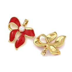Brass Enamel and ABS Imitation Pearl Pendants&nbsp;KK-T001-05G-B