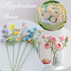 鉄製の茎の花の棒100本  プラスチック製のパーツと  造花ブーケサポート用  グリーン  252x2mm&nbsp;AJEW-SP0003-73B