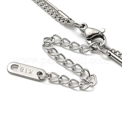 Non-Tarnish 304 Stainless Steel Round Snake & Curb Chains Double Layer Necklaces&nbsp;NJEW-K257-07P