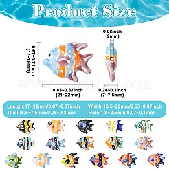 16個 16種類の手作り磁器ビーズ  魚  ファミーユは磁器バラ  ミックスカラー  17~22x16.5~22x6.5~7.5mm  穴：1.8~2.5mm  1個/スタイル&nbsp;PORC-CJ0001-46