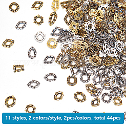 44個22スタイルの合金カボション  ネイルアートの装飾の付属品  混合図形  10~15.5x7.5~11x1.5~2mm  2個/スタイル&nbsp;FIND-OC0004-12