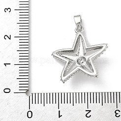 真鍮製マイクロパヴェキュービックジルコニアペンダント  ヒトデ  プラチナ  22x20x5.8mm  穴：2.8x5mm&nbsp;KK-Z134-18P-01
