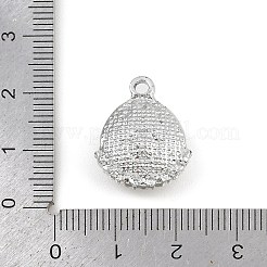合金ラインストーンペンダント  プラスチック模造真珠付き  貝殻の形のチャーム  プラチナ  20x16x8mm  穴：2mm&nbsp;FIND-F013-04P
