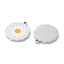 304ステンレススチールチャーム  エナメル  花のチャーム  ホワイト  15x13x1.5mm  穴：1mm&nbsp;X-STAS-M102-04P