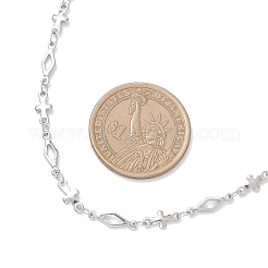 304 Stainless Steel Cross Rhombus Link Chain Necklaces&nbsp;NJEW-JN05651