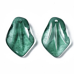 塗装ガラスペンダントスプレー  花びら  シーグリーン  24.5x16.5x5mm  穴：1.2mm&nbsp;GLAA-N042-002-C01