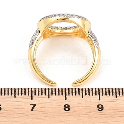 Brass Micro Pave Clear Cubic Zirconia Cuff Open Rings&nbsp;RJEW-T028-02B-G