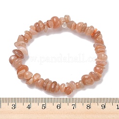 Natural Sunstone Chip Beads Stretch Bracelets for Men Women&nbsp;BJEW-C145-01B