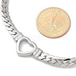 304 Stainless Steel Heart Cuban Link Chain Necklaces for Women&nbsp;NJEW-R012-03P