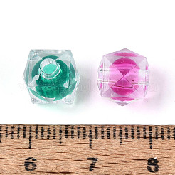 透明なアクリルビーズ  二層ビーズ  正方形  多面カット  ミックスカラー  9x9.5x9.5mm  穴：2.2mm&nbsp;X-OACR-Q197-03