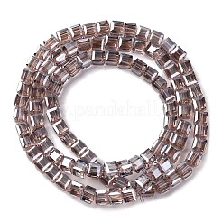 電気メッキガラスビーズセット  キューブ  多面カット  オールドローズ  7x7x7mm  穴：1.4mm  約98~99個/連  26~27.44''（66~69.7センチメートル）&nbsp;EGLA-H108-01A-PL03