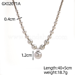 304 Stainless Steel & Shell Pearl Round Graduated Beaded Necklaces&nbsp;NJEW-OY002-32