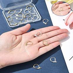 20 個 2 色の真鍮フレンチフックピアスパーツ  水平ループ付き  ミックスカラー  15.6x10x2mm  穴：1.4mm  ピン：0.8mm  10個/カラー&nbsp;KK-FS0001-47