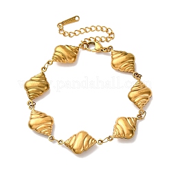 304ステンレススチール製スパイラルシェルシェイプリンクブレスレット（女性用）  イオンプレーティング（ip）  18KGP本金メッキ  7-1/8インチ（18.2cm）&nbsp;BJEW-L706-04G