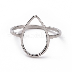 Non-Tarnish 201 Stainless Steel Teardrop Finger Ring&nbsp;RJEW-J051-15P