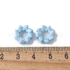 天然レインボーアラシャン瑪瑙ヨーロピアンビーズ  大穴ビーズ  染め  花  ライトスカイブルー  12~12.5x3.5~4mm  穴：4.5~5.5mm&nbsp;G-G194-06C