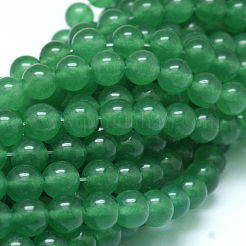 天然石マレーシアジェイドビーズ連売り  染め  ラウンド  グリーン  6mm  穴：1mm  約63個/連  15インチ&nbsp;G-F342-04-6mm