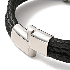 Leather Braided Triple Loops Multi-strand Bracelet with 304 Stainless Steel Magnetic Clasp for Men Women&nbsp;BJEW-C021-20