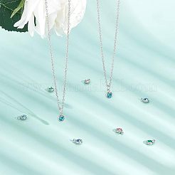 Trendy Original Color 304 Stainless Steel Grade A Rhinestone Flat Round Charm Pendants&nbsp;RB-UN0001-01