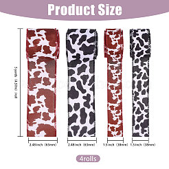 4Rolls 4 Colors Cow Print Polyester Ribbon&nbsp;OCOR-CA0001-37