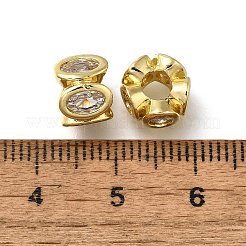 Brass Micro Pave Clear Cubic Zirconia Beads&nbsp;ZIRC-I070-060G