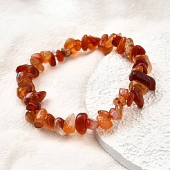Natural Carnelian Beads Stretch Bracelets for Men Women&nbsp;BJEW-C105-01B