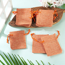 20Pcs Rectangle Polyester Imitation Burlap Packing Pouches Drawstring Bags&nbsp;ABAG-TA0001-96B