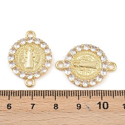Brass Pave Cubic Zirconia Connector Charms&nbsp;KK-L251-21G-02