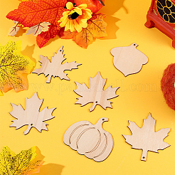 50Pcs Unfinished Wooden Maple Leaf Cutouts Sets&nbsp;DIY-SP0006-74