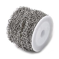 304ステンレススチールハートリンクチェーン  ハンダ付け  スプールで  ステンレス鋼色  リンク：3x4x0.4mm  約32.81フィート（10m）/ロール&nbsp;CHS-L033-06P