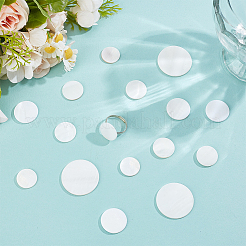 40個 4種類のスタイルの天然淡水貝カボション  フラットラウンドいリンク  乳白色  16~30x2mm  10個/スタイル&nbsp;SHEL-WR0001-11