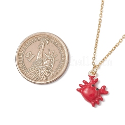 2個 2スタイル オーシャンレッド カニ＆ロブスター 合金エナメルペンダント 304ステンレススチール アズキチェーンネックレス  ゴールドカラー  15.94インチ（40.5cm）  1個/スタイル&nbsp;NJEW-JN05884