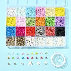キットを作るDIYブレスレット  ガラスビーズ入り  CCBビーズ  アクリルビーズと伸縮性のある糸  ミックスカラー  3mm  穴：1mm&nbsp;DIY-FS0010-01