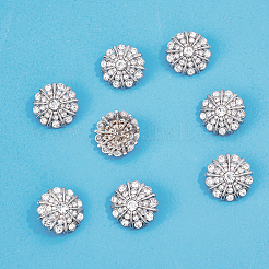 8個セット 1穴 合金製 ラインストーン シャンクボタン  花  プラチナ  22.5x10.5mm  穴：1.8mm&nbsp;FIND-FH0008-86P