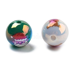 クリスマステーマ UVメッキアクリルビーズ  ラウンド  ミックスカラー  15.5x15mm  穴：2.8mm&nbsp;OACR-M022-02