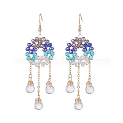 Glass Beaded Ring with Teardrop Dangle Earrings&nbsp;EJEW-JE05263
