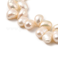 天然養殖淡水パールビーズ連売り  研磨両側  トップ掘削  グレード5a+  古いレース  7~8mm  穴：0.7mm  約73個/連  16.14''（41センチメートル）&nbsp;PEAR-I007-03D-01