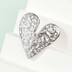 304ステンレススチールカフリング  ハート  ステンレス鋼色  31x33mm  内径：17mm&nbsp;RJEW-D306-16P