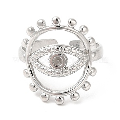 Tarnish Resistant 201 Stainless Steel Open Cuff Ring Rhinestone Settings&nbsp;RJEW-E063-40P